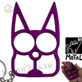 Metal Cat Keychain Self Defense Crazy Kitty Knuckles Aluminum Protection Tool - Purple