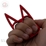 Red Cat Knuckles Self Defense Keychain Crazy Kitty Aluminum Protection Tool