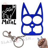 Royal Blue Cat Knuckles Self Defense Keychain Crazy Kitty Aluminum Protection Tool