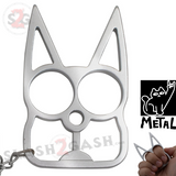 Silver Cat Knuckles Self Defense Keychain Crazy Kitty Aluminum Protection Tool