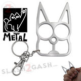 Silver Cat Knuckles Self Defense Keychain Crazy Kitty Aluminum Protection Tool