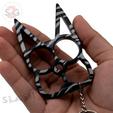 Zebra Cat Knuckles Self Defense Keychain Crazy Kitty Aluminum Protection Tool - Animal Print