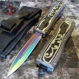 S2G Tactical Micarta Switchblade Knives Automatic D/A Knife Titanium Fade Damascus Finish 440c