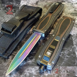 S2G Tactical Micarta Switchblade Knives Automatic D/A Knife Titanium Fade Damascus Finish 440c