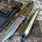 S2G Tactical Micarta Switchblade Knives Automatic D/A Knife Titanium Fade Damascus Finish 440c