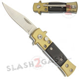 California Legal Automatic Knife Mini Bronze Stiletto Small Switchblade - Black Acrylic