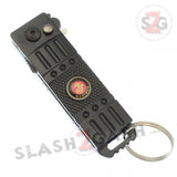 Mini Automatic Knife w/ Lighter California Legal Black Switchblade - MARINES Key Chain