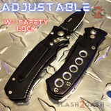 Cali Legal Switchblade Knife Folding Mini Automatic Knives w/ Safety - Black California Circle Eyelets