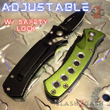 Cali Legal Switchblade Knife Folding Mini Automatic Knives w/ Safety - Green California Circle Eyelets