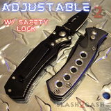Cali Legal Switchblade Knife Folding Mini Automatic Knives w/ Safety - Gray California Circle Eyelets