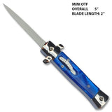 Mini Stiletto OTF Knife Small Cali Legal Switchblade - Blue Pearl