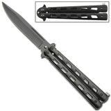 Angel Butterfly Knife Black Folding Balisong Plain Edge