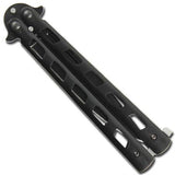 Angel Butterfly Knife Black Folding Balisong Plain Edge