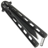 Angel Butterfly Knife Black Folding Balisong Plain Edge