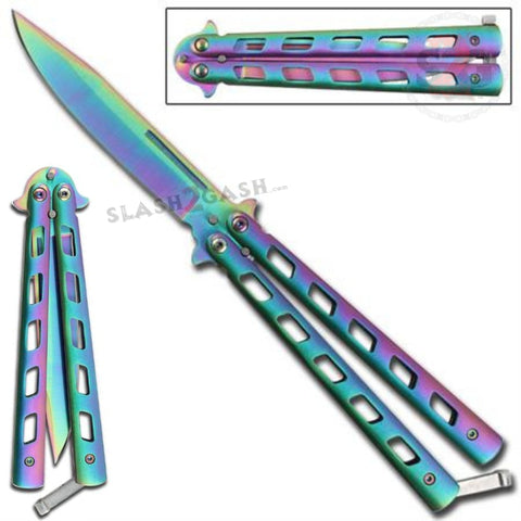 Angel Butterfly Knife Titanium Rainbow Folding Balisong