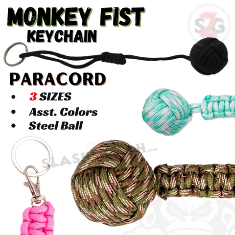 MonkeyFist Self Defense Survival Keychain Paracord - Assorted Colors Various Sizes