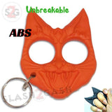 My Kitty Cat Self Defense Key Chain Knuckles Unbreakable Plastic Two-Finger Knucks - Orange Evil Cat