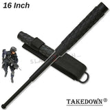 Expandable Baton Metal Police Stick w/ Sheath - 16" Inch Steel Law Enforcement Grade