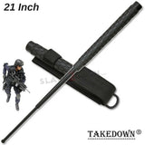 Expandable Baton Metal Police Stick w/ Sheath - 21" Inch Steel Law Enforcement Grade