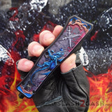 Delta Force OTF Automatic Knife Blue Dragon's Fury D/A Switchblade - Double Edge Plain