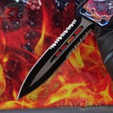 Delta Force OTF Automatic Knife Blue Dragon's Fury D/A Switchblade - Double Edge Serrated