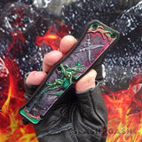 Delta Force OTF Automatic Knife Green Dragon's Fury D/A Switchblade - Double Edge Serrated