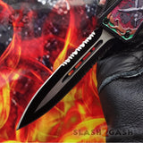 Delta Force OTF Automatic Knife Green Dragon's Fury D/A Switchblade - Double Edge Serrated