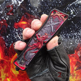 Delta Force OTF Automatic Knife Red Dragon's Fury D/A Switchblade - Tanto Plain