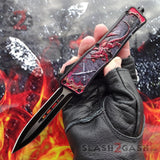 Delta Force OTF Automatic Knife Red Dragon's Fury D/A Switchblade - Double Edge Plain