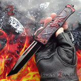 Delta Force OTF Automatic Knife Red Dragon's Fury D/A Switchblade - Tanto Plain