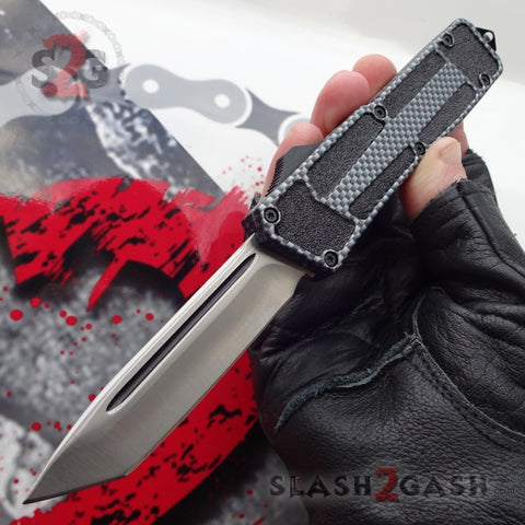 Delta Force Carbon Fiber Scarab D/A OTF Automatic Knife - Satin Tanto Plain Switchblade