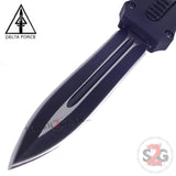 Delta Force OTF Crypt Keeper Dual Action Black Tactical Automatic Knife Plain Edge Spear Point Switchblade