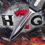 Delta Force OTF Crypt Keeper v2 D/A Automatic Knife - Double Edge Dagger Serrated Switchblade