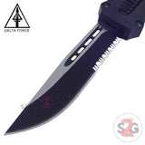 Delta Force OTF Crypt Keeper Dual Action Black Tactical Automatic Knife Drop Point Serrated Switchblade