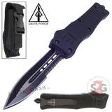 Delta Force Commando D/A OTF Automatic Knife Black - Dagger Combo Blade Switchblade
