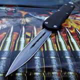 Delta Force OTF Knives Recon D/A Black Automatic Knife - REAL Layered Damascus Spear Point Switchblades