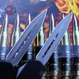 Delta Force OTF Knives Recon D/A Black Automatic Knife - REAL Layered Damascus Spear Point Switchblades