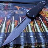 Delta Force OTF Knives Recon D/A Black Automatic Knife - REAL Layered Damascus Drop Point Switchblades