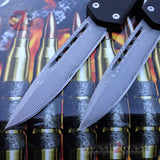 Delta Force OTF Knives Recon D/A Black Automatic Knife - REAL Layered Damascus Drop Point Switchblades