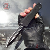 Delta Force Dark Knight OTF Automatic Knife D/A Switchblade - Double Edge Plain Dagger