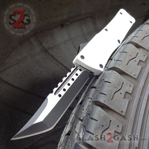 Delta Force White Knight OTF Automatic Knife D/A Switchblade - Tanto Extreme Storm Trooper