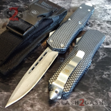 Carbon Fiber OTF Knife D/A Switchblade REAL Layered Damascus - Drop Plain
