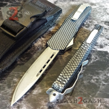 Real Damascus OTF Knife Carbon Fiber D/A Switchblade - S2G Tactical Automatic Knives Single Edge Plain Silver Hardware