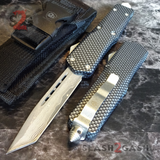 Carbon Fiber OTF Knife D/A Switchblade - REAL Damascus - S2G Tactical Automatic Knives Tanto Silver Hardware