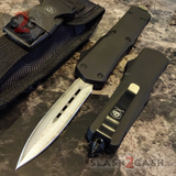 S2G Tactical Knives OTF Recon D/A Black Automatic Knife - REAL Damascus Double Edge Dagger Spear Point Switchblade