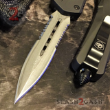 S2G Tactical OTF Knives Recon D/A Black Automatic Knife - Dagger Serrated REAL Layered Damascus Switchblades