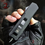 S2G Tactical OTF Knives Recon D/A Black Automatic Knife - REAL Layered Damascus Switchblades