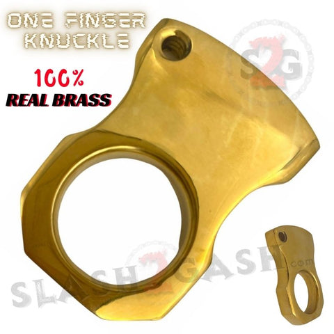 One Finger Brass Knuckles Self Defense Keyring Jabber Real Brass