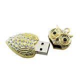 Cute Crystal Owl Necklace USB Flash Drive 2.0 Pendant 16 GB gold/silver U Disk Memory Stick