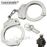 Police Edition Double Lock Steel Professional Grade Handcuffs - Silver